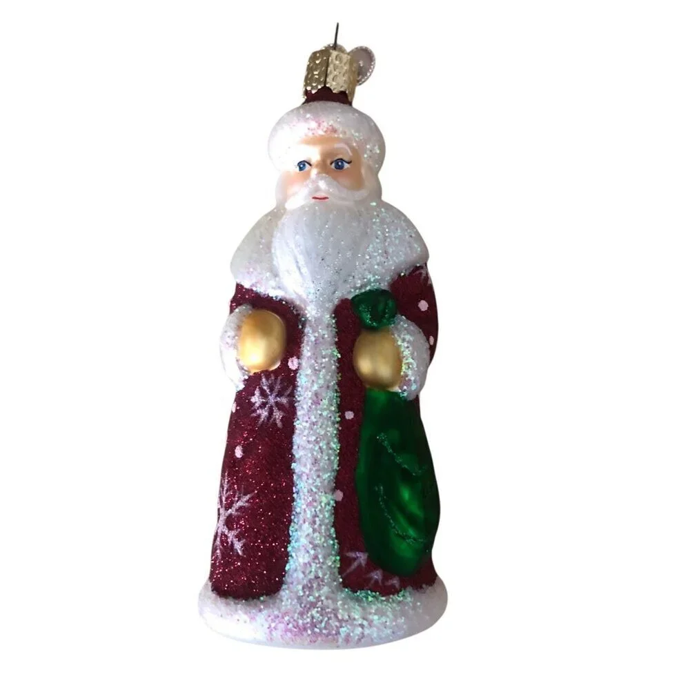 Neiman Marcus Old World Christmas German Santa Ornament Blown Glass European 5